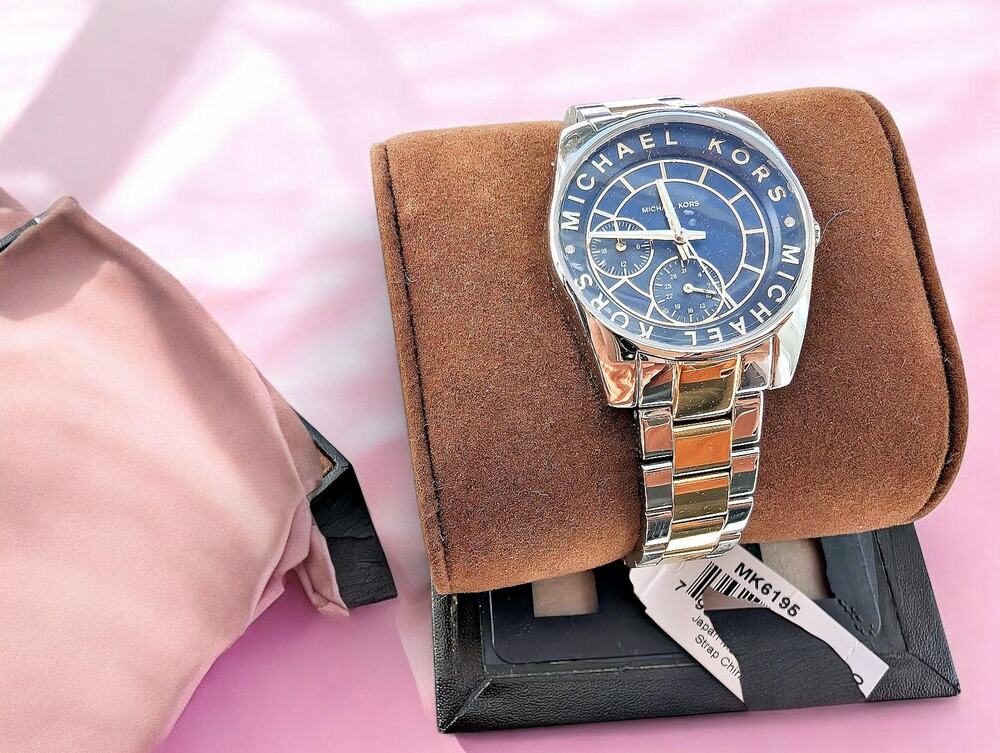 NWT Michael Kors MK6195 Chronograph Watch Two-Tone Silver Gold NIB